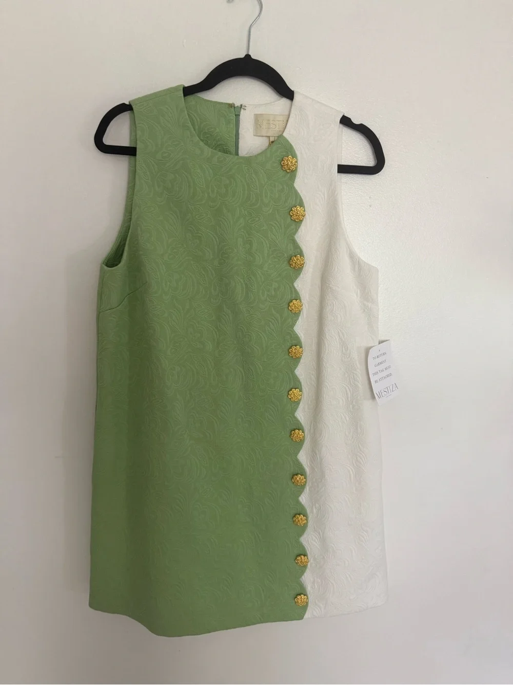 NWT Mestiza Dress Etta Scallop Mini in Green White - Picture 4 of 8
